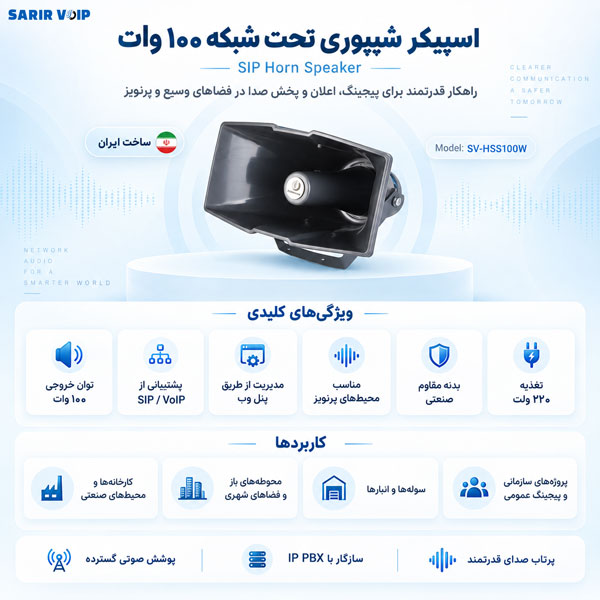 اسپیکر شیپوری تحت شبکه ۱۰۰ وات SV-HSS100W