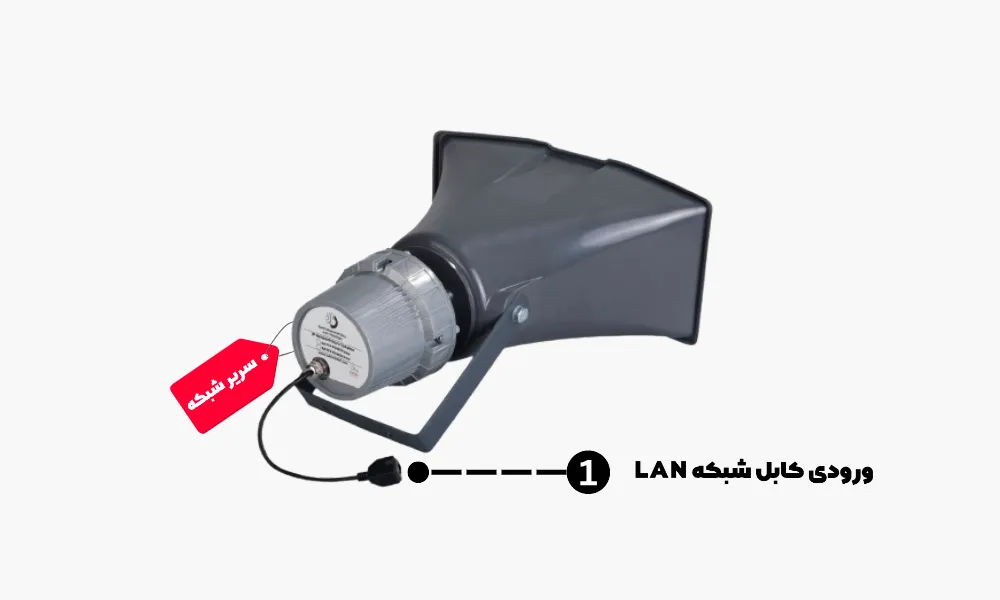 مشخصات فنی و نحوه اتصال کابل LAN به اسپیکر شیپوری تحت شبکه صنعتی سریر شبکه
